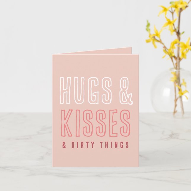 Carte Drôle Joyeux Valentine Hugs & Kisses & Dirty Thing (Fleur jaune)