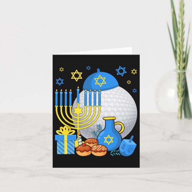 Carte Drôle Juif Golf Ball Menorah Happy Hanoukka Chan (Devant)