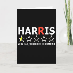 Carte Drôle Kamala Harris Très D Ne Recommanderait Pas V
