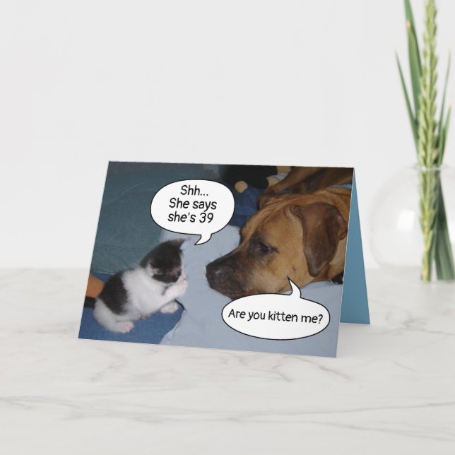 Carte Drôle Kitten et Chien 39e Anniversaire Vieillissem (Devant)
