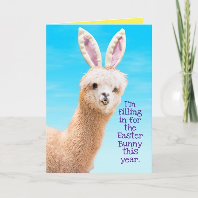Carte Drôle Llama Lapin de Pâques - Llama Te Parle (Devant)