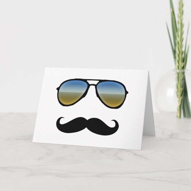 Carte Drôle Lunettes de soleil Retro avec Moustache (Devant)
