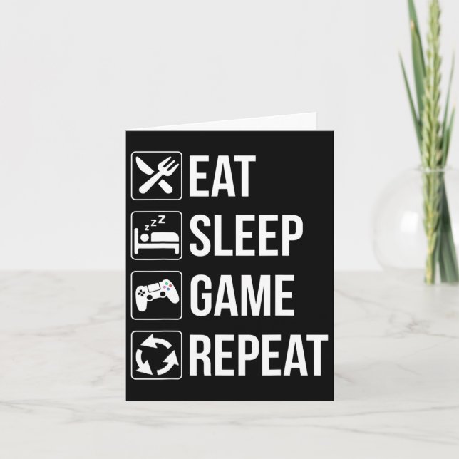 Carte Drôle Manger Dormir Jeu Répéter Pour les Amateurs  (Devant)