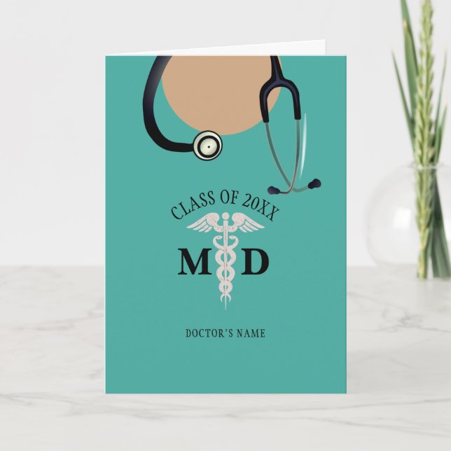 Carte Drôle Médecins Diplômés Manteau Stethoscope Nom (Devant)