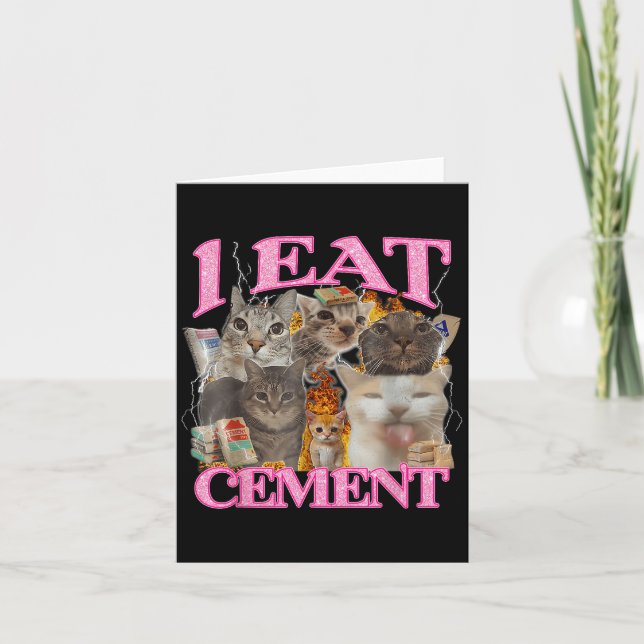 Carte Drôle Mème de chat Je mange Cement Citation Japona (Devant)
