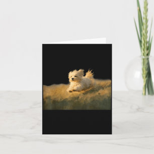 Carte Drôle Mignon Chien en Course Art Maltais Court dan