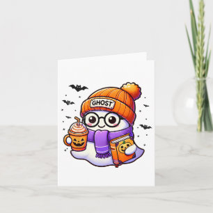 Carte Drôle mignon Halloween Fantôme Citrouille Fantôme
