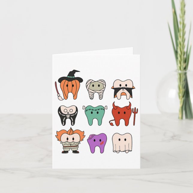Carte Drôle mignon Hygiène Dentaire Monstres Dents Squad (Devant)