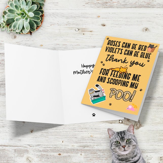 Carte Drôle mignon Jaune Joyeuse Fête des Mères du chat (Créateur téléchargé)