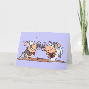 Carte drôle mignon mariage cochons marié marié