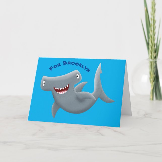 Carte Drôle mignon requin marteau dessin animé (Devant)