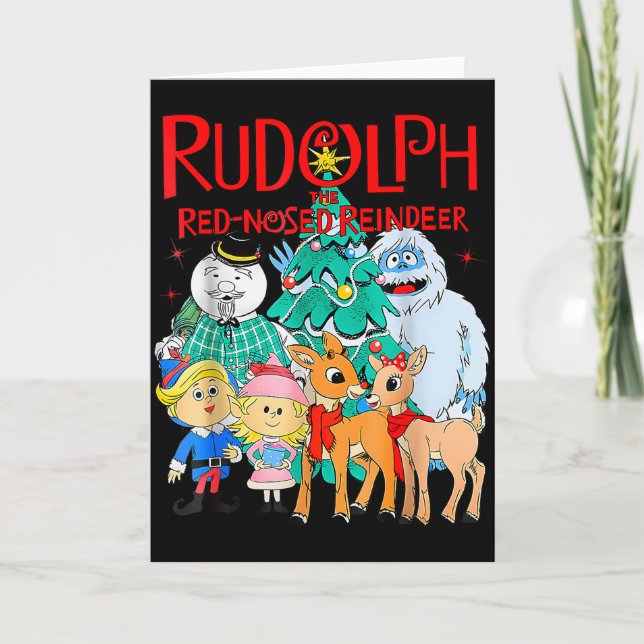 Carte Drôle Mignon Rudolph Le Renne au Nez Rouge Noël (Devant)
