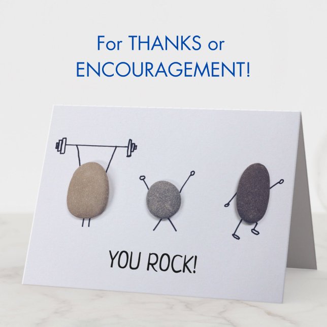 Carte Drôle mignon "You Rock" Encouragement ou Merci Pun (A fun pun "You Rock!" card for thanks, encouragement, or just because. Blank inside.)