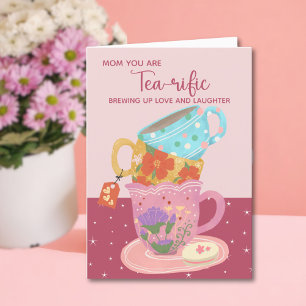 Carte Drôle Mignonne Maman Rose Tu Es Tea-rifique