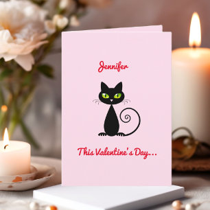 Carte Drôle Mignonne Valentine Be Mine Chat Noir Avec No