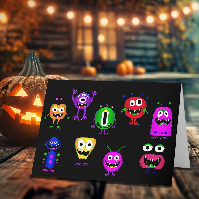 Carte Drôle, Monstres, Halloween (Hey, check out this most awesome Halloween card with some very cool cartoon monsters!)