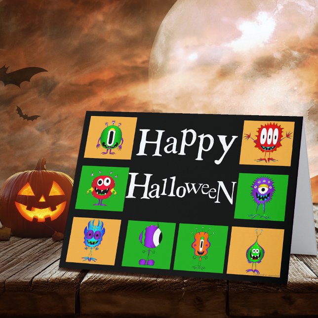 Carte Drôle, Monstres, Halloween (Hey! Check out this most excellent funny cartoon monsters Halloween greeting card!)