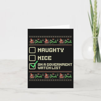 Carte Drôle Naughty Nice Sur une liste de surveillance g