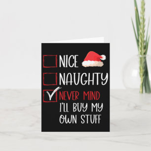 Carte Drôle Nice Naughty Jamais Mince Père Noël Liste de