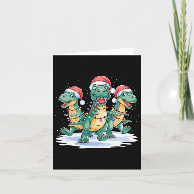 Carte Drôle Noël Père Noël Reindeer mignon Dinosaur Père (Devant)