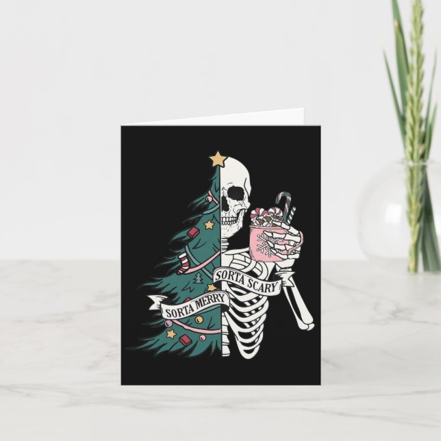 Carte Drôle Noël Sorta Merry Sorta Scary Skeleton X (Devant)