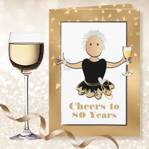 Carte Drôle Or Noir Ethnique Paillettes 80ème Anniversai