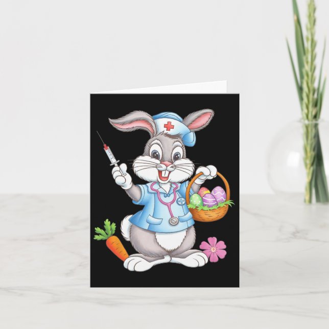 Carte Drôle Pâques Infirmière Stethoscope Bunny Scrub To (Devant)