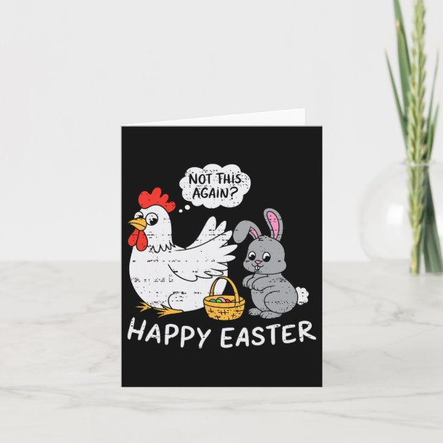 Carte Drôle Pâques Lapin Poulet Pas encore Garçons Fille (Devant)