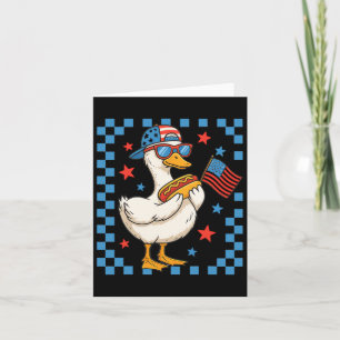 Carte Drôle Patriotique Canard Usa Drapeau Hot 4 juillet