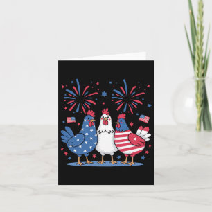 Carte Drôle Patriotique Poulets Usa Drapeau 4 juillet Ch