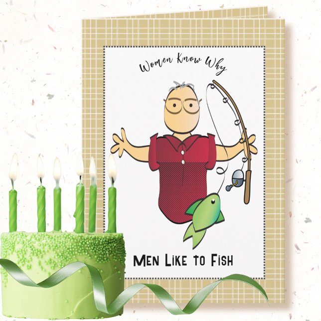 Carte Drôle Pêche Homme Cartoon Anniversaire (Créateur téléchargé)