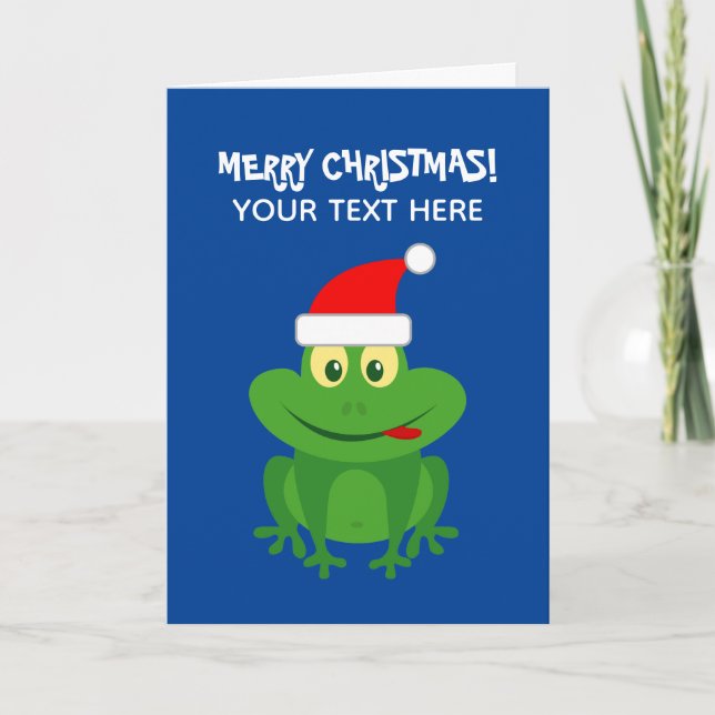 Carte Drôle père Noël grenouille caricature Joyeux Noël (Devant)