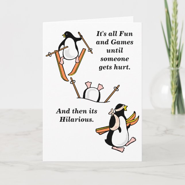 Carte Drôle Personnalisable Ski Gone Wrong (Devant)