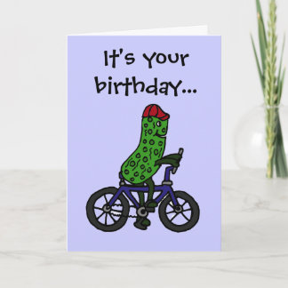 Carte Drôle Pickle Riding Bicycle Dessin