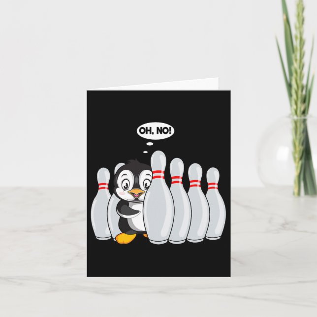 Carte Drôle Pin De Bowling Cute Penguin Pour Bowling Lov (Devant)