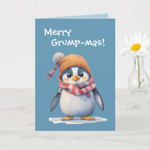 Carte Drôle Pingouin Grumpy Grinch Noël
