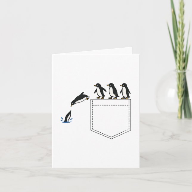 Carte Drôle Pocket Pocket Cute Plongée Pingouin Tee Anim (Devant)