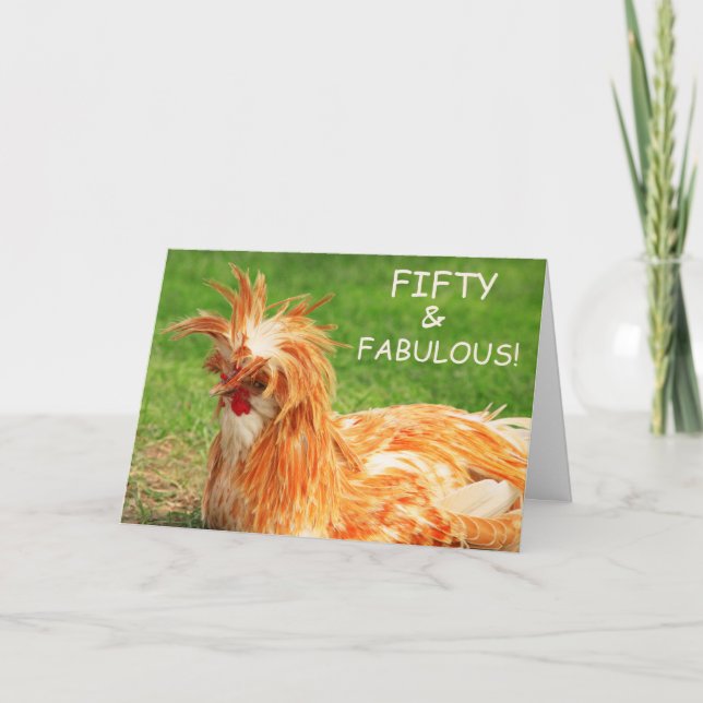 Carte Drôle poulet cinquante et fabuleux anniversaire (Devant)