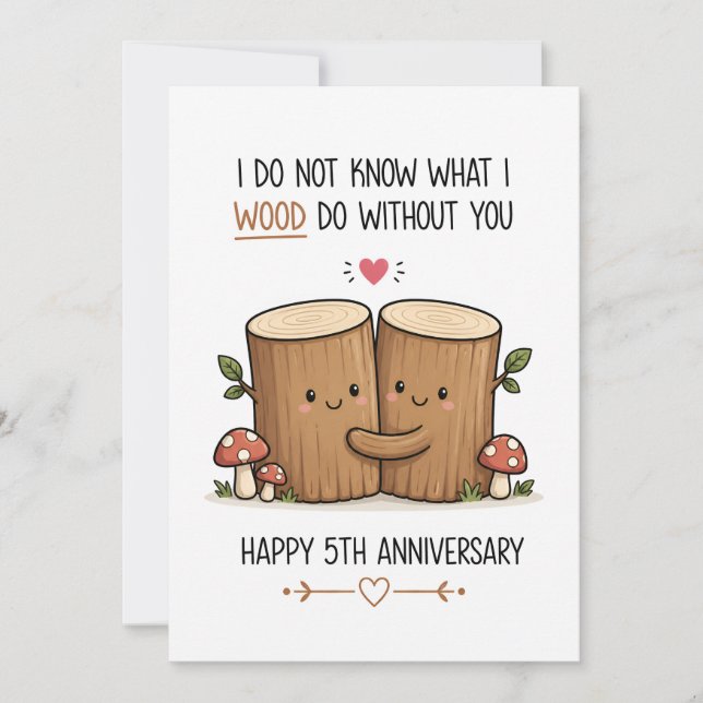 Carte drôle pour le 5ème anniversaire de mariage | (Devant)