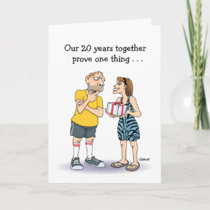 Carte drôle pour les 20 ans de mariage pour mari
