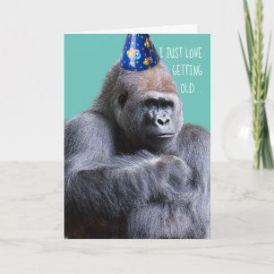 Carte Drôle Pouting Gorilla aime Obtenir vieux Sarcasme