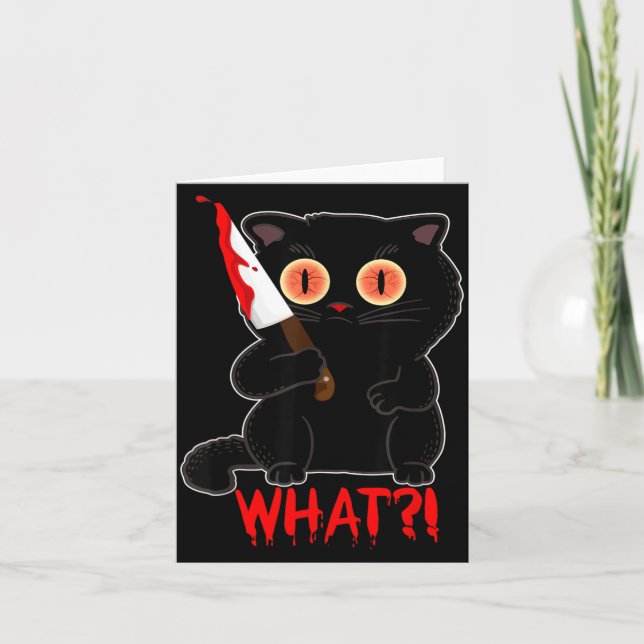 Carte Drôle Que_ Y Chat Halloween Noir Poignarde Des Cha (Devant)