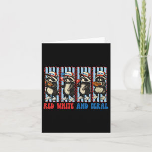 Carte Drôle Raccoon 4 juillet Patriotique Mignonne Rouge