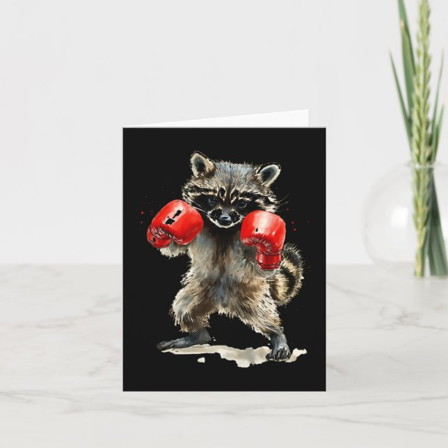 Carte Drôle Raccoon Costume Sport Boxe Gants Amateurs (Devant)