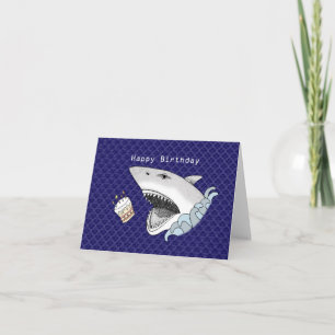 Carte Drôle Requin Manger Anniversaire Gâteau Hommes Gar