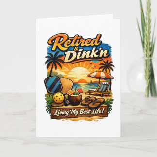 Carte Drôle Retraité & Boit Couché de soleil de plage Re
