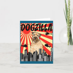 Carte Drôle Rétro Chien Japonais Dogzilla Wheaten à Poil