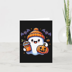 Carte Drôle Retro mignon Halloween Citrouille fantôme Ha