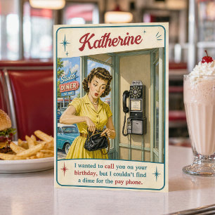 Carte Drôle Rétro Vintage Diner Blague Téléphone Public
