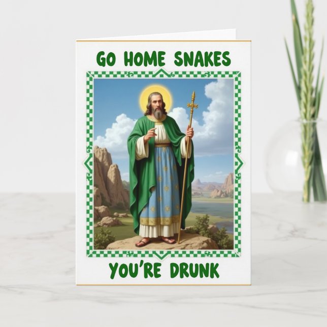Carte drôle "Saint Patrick rentre chez lui" (Devant)